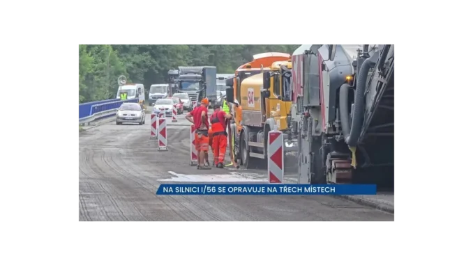 Současná oprava silnice I/56 u Frýdlantu